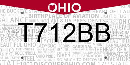 T712BB Ohio License Plate