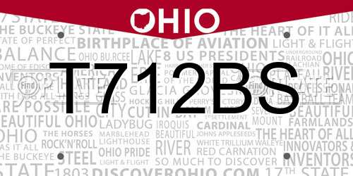 T712BS Ohio License Plate