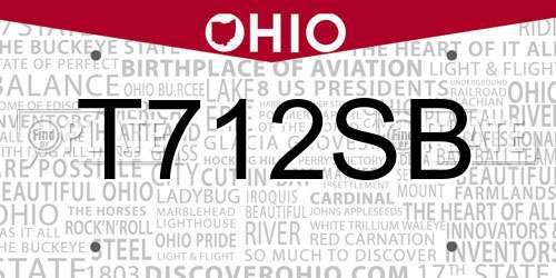 T712SB Ohio License Plate