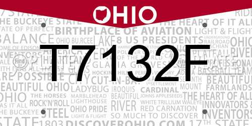 T7132F Ohio License Plate