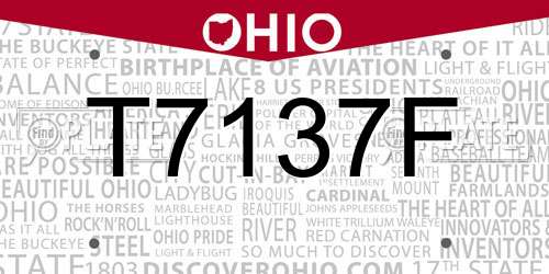 T7137F Ohio License Plate
