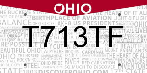 T713TF Ohio License Plate