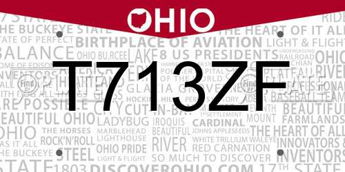 T713ZF Ohio License Plate