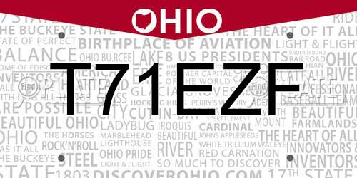 T71EZF Ohio License Plate