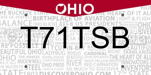 T71TSB Ohio License Plate
