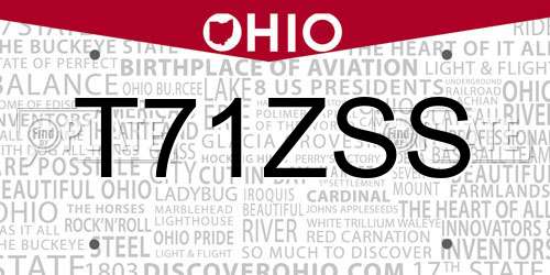 T71ZSS Ohio License Plate