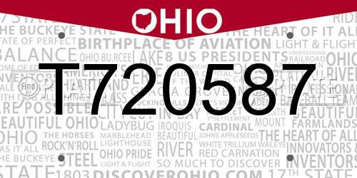 T720587 Ohio License Plate