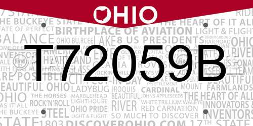 T72059B Ohio License Plate