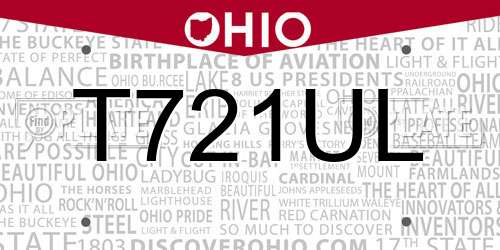 T721UL Ohio License Plate