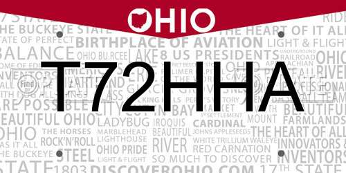 T72HHA Ohio License Plate