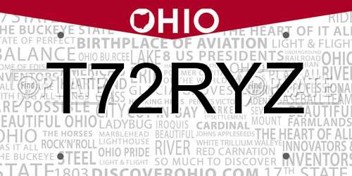 T72RYZ Ohio License Plate