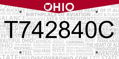 T742840C Ohio License Plate