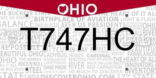 T747HC Ohio License Plate
