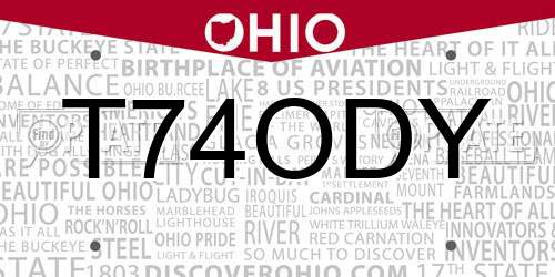 T74ODY Ohio License Plate