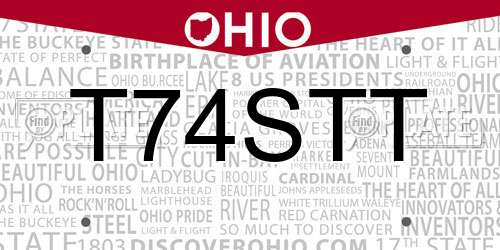 T74STT Ohio License Plate