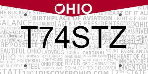 T74STZ Ohio License Plate