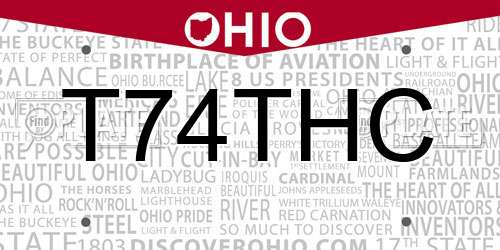 T74THC Ohio License Plate