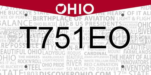 T751EO Ohio License Plate