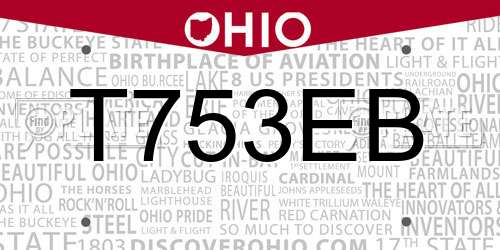 T753EB Ohio License Plate
