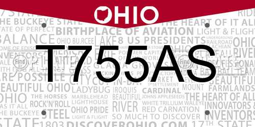T755AS Ohio License Plate