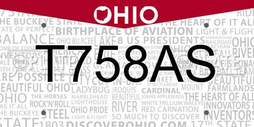 T758AS Ohio License Plate