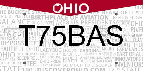 T75BAS Ohio License Plate