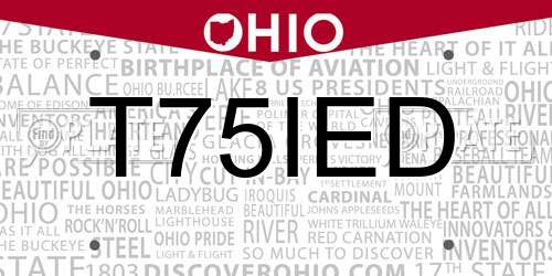 T75IED Ohio License Plate