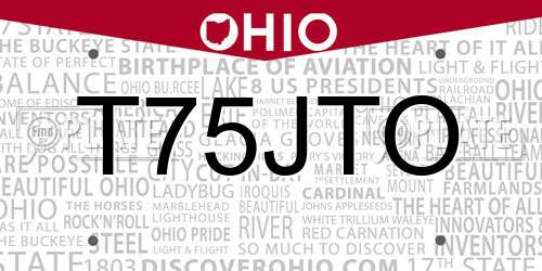 T75JTO Ohio License Plate