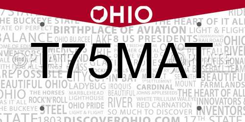 T75MAT Ohio License Plate