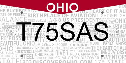 T75SAS Ohio License Plate