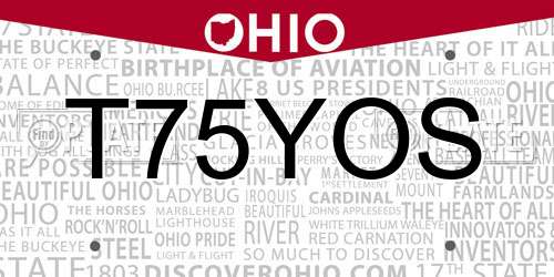 T75YOS Ohio License Plate