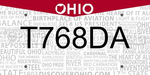 T768DA Ohio License Plate