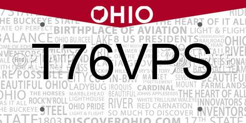T76VPS Ohio License Plate