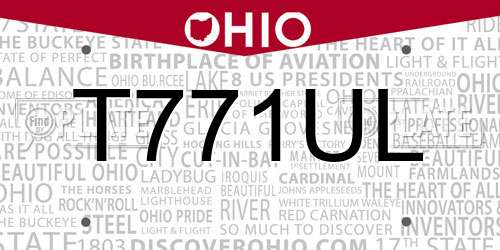 T771UL Ohio License Plate