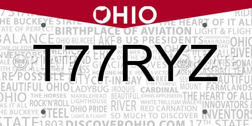 T77RYZ Ohio License Plate