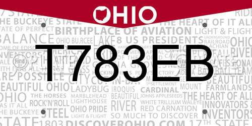 T783EB Ohio License Plate