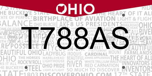 T788AS Ohio License Plate