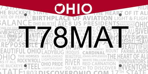 T78MAT Ohio License Plate