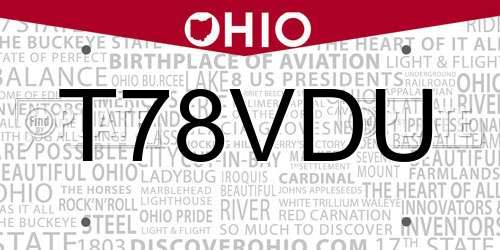 T78VDU Ohio License Plate