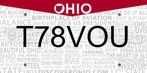 T78VOU Ohio License Plate