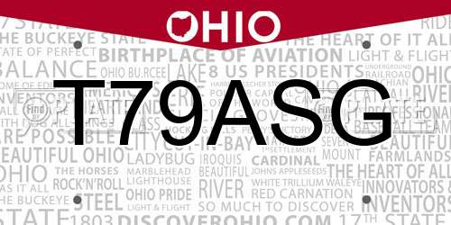 T79ASG Ohio License Plate