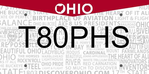 T80PHS Ohio License Plate