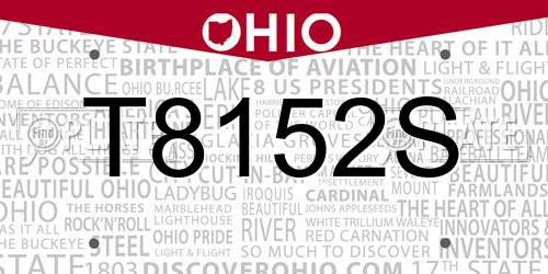 T8152S Ohio License Plate