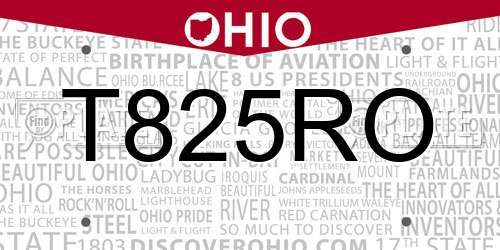 T825RO Ohio License Plate