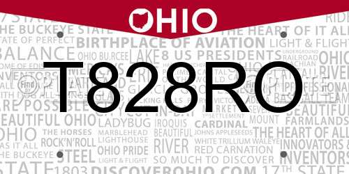 T828RO Ohio License Plate