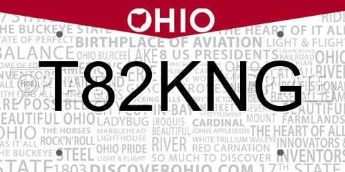 T82KNG Ohio License Plate