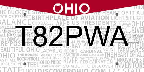 T82PWA Ohio License Plate