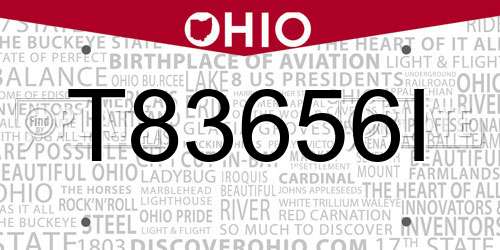 T83656I Ohio License Plate