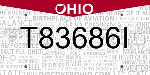 T83686I Ohio License Plate