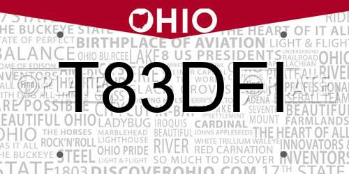T83DFI Ohio License Plate